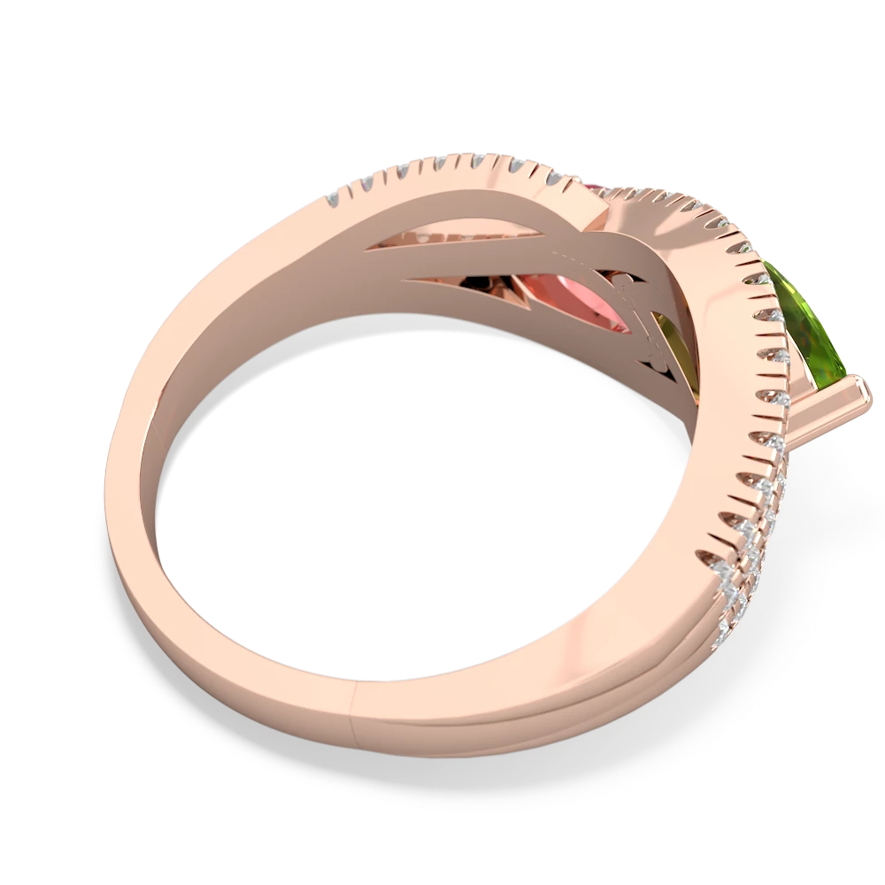 Peridot Diamond Rivers 14K Rose Gold ring R3070