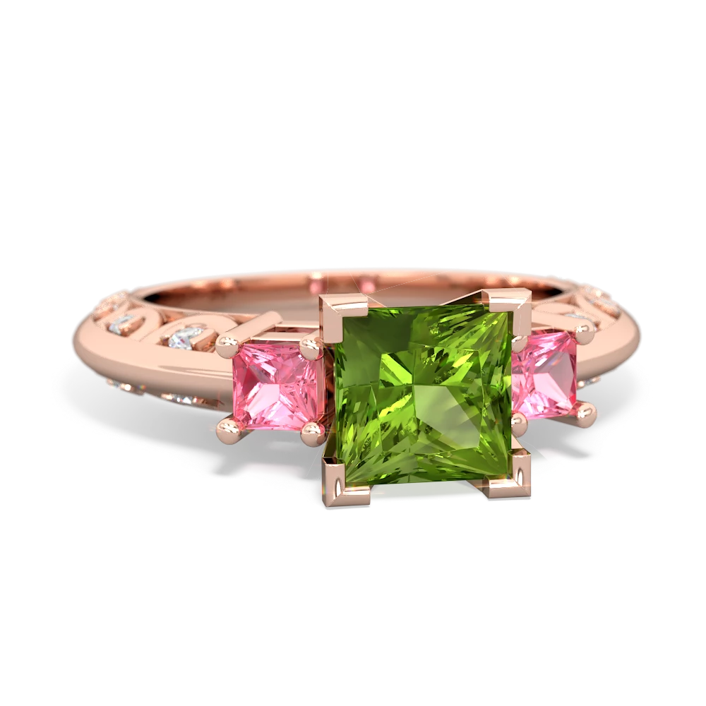 Peridot Eternal Embrace Engagement 14K Rose Gold ring C2001