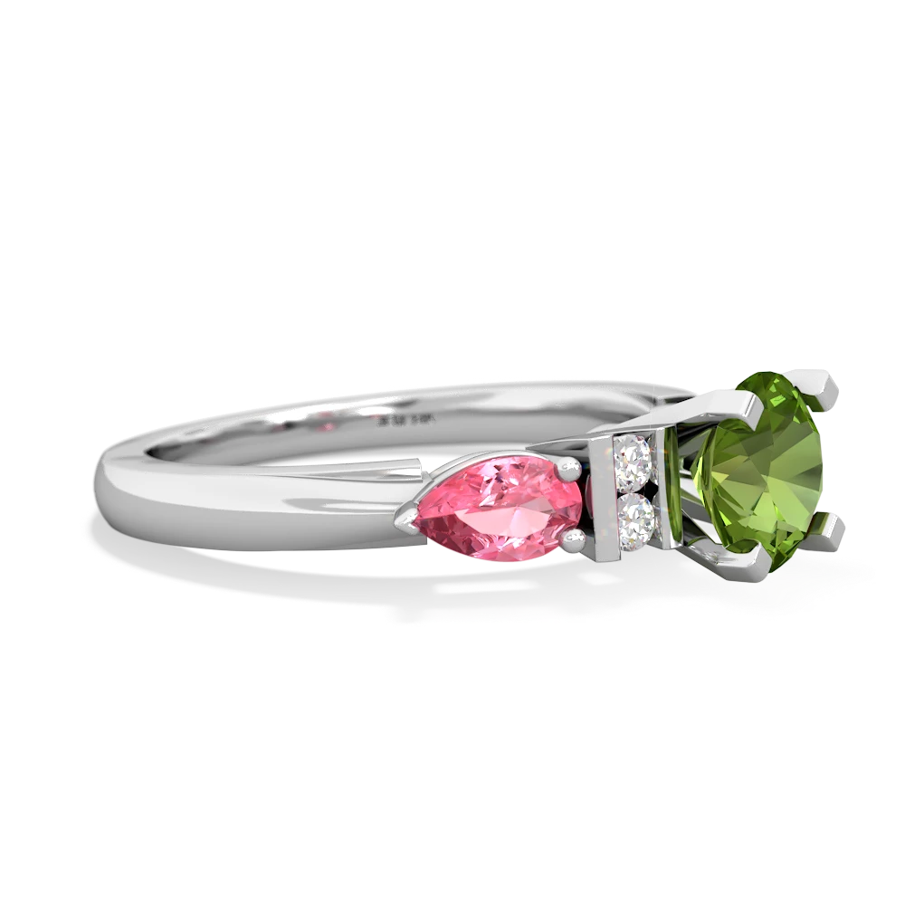 Peridot 6Mm Round Eternal Embrace Engagement 14K White Gold ring R2005