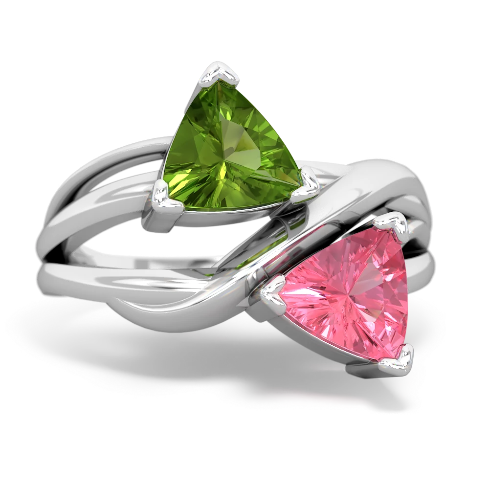 Peridot Split Band Swirl 14K White Gold ring R2341