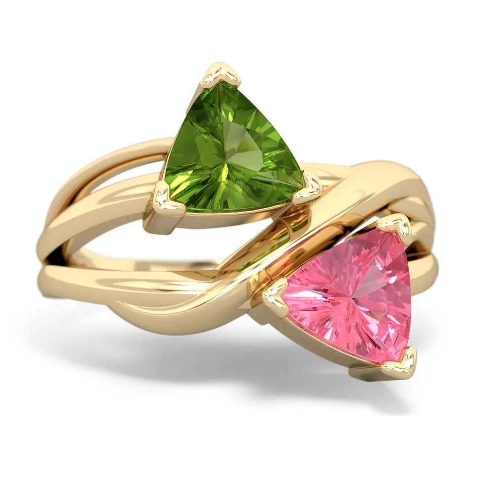 Peridot Split Band Swirl 14K Yellow Gold ring R2341