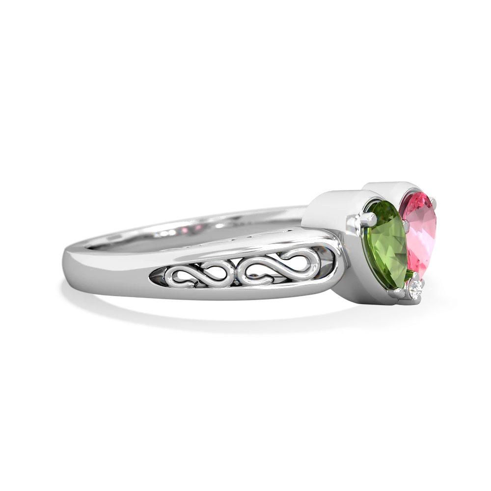 Peridot Filligree 'One Heart' 14K White Gold ring R5070