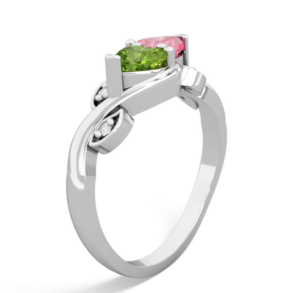 Peridot Floral Elegance 14K White Gold ring R5790