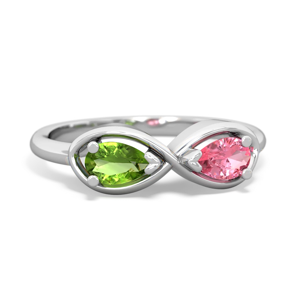 Peridot Infinity 14K White Gold ring R5050