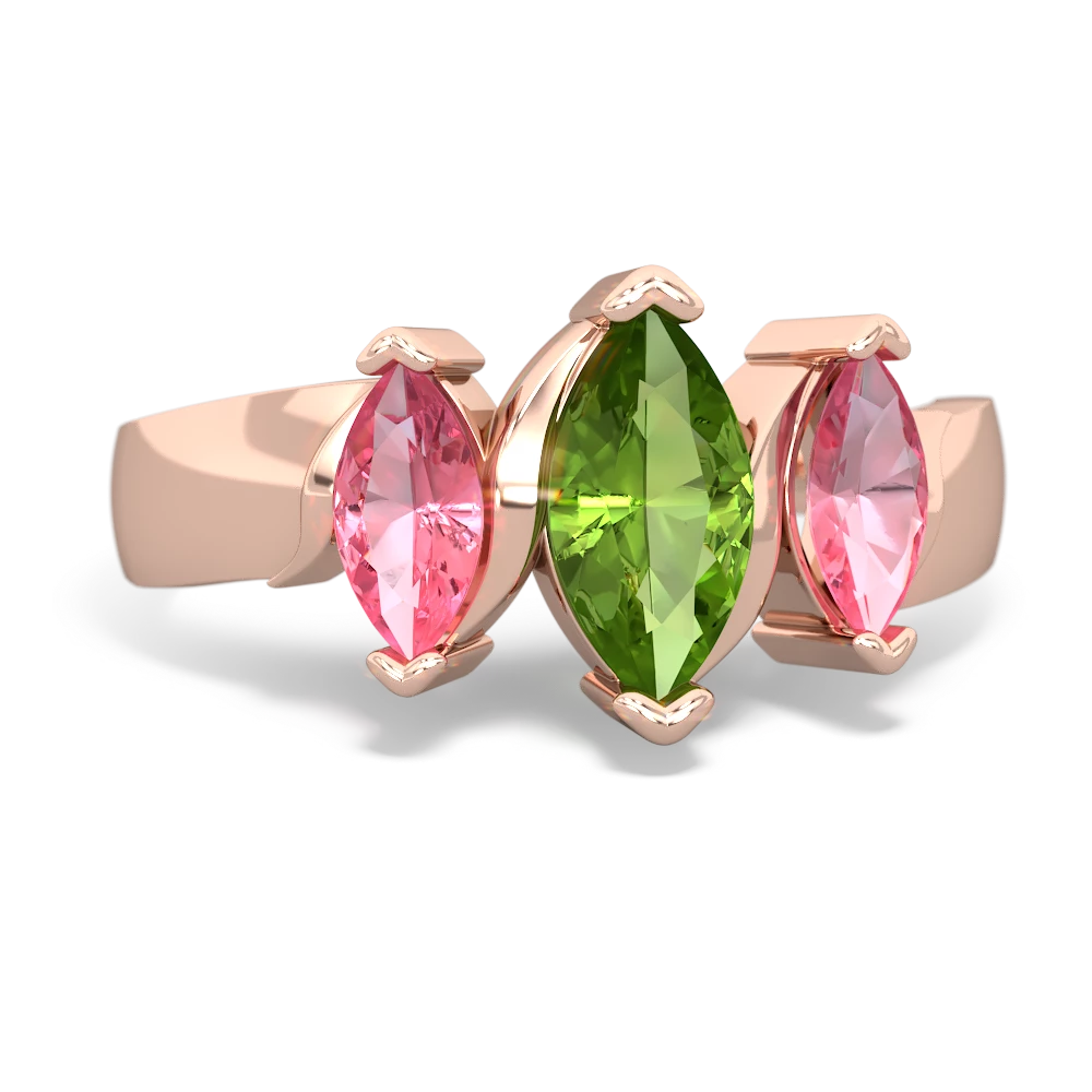 Peridot Three Peeks 14K Rose Gold ring R2433