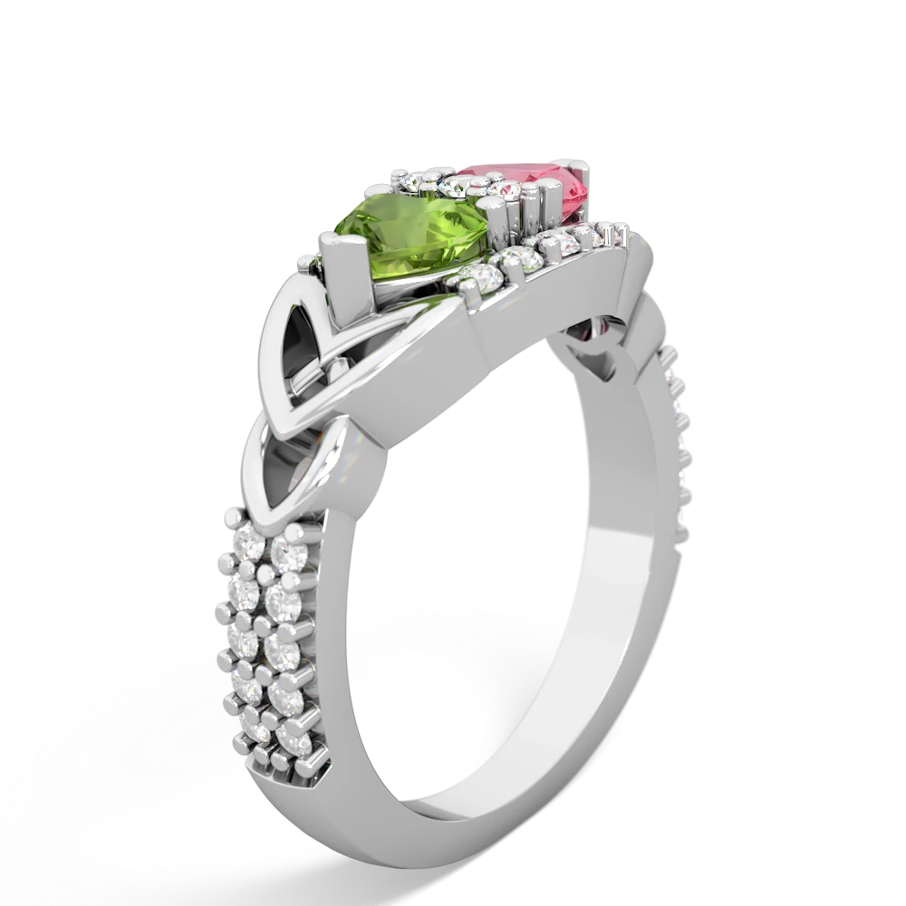 Peridot Sparkling Celtic Knot 14K White Gold ring R2645