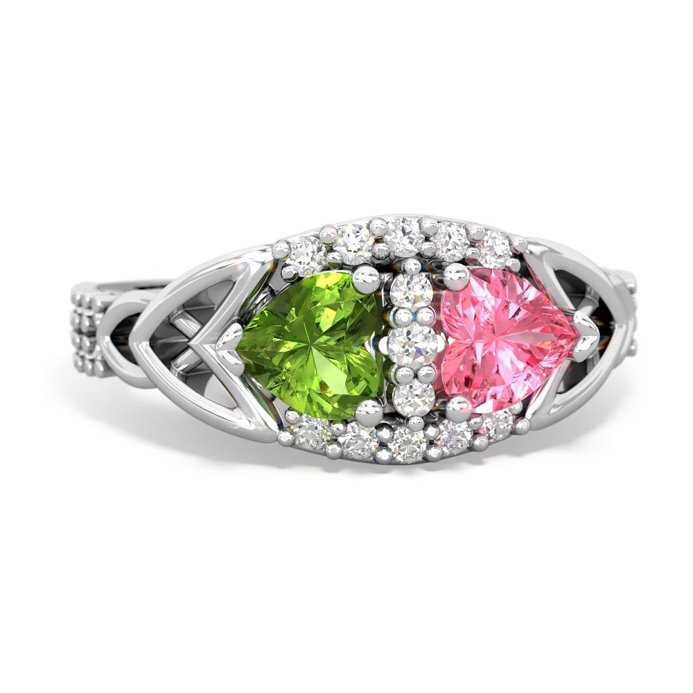 Peridot Sparkling Celtic Knot 14K White Gold ring R2645