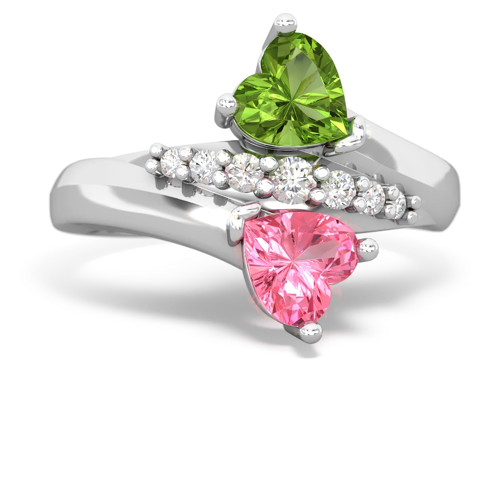 Peridot Heart To Heart 14K White Gold ring R2064