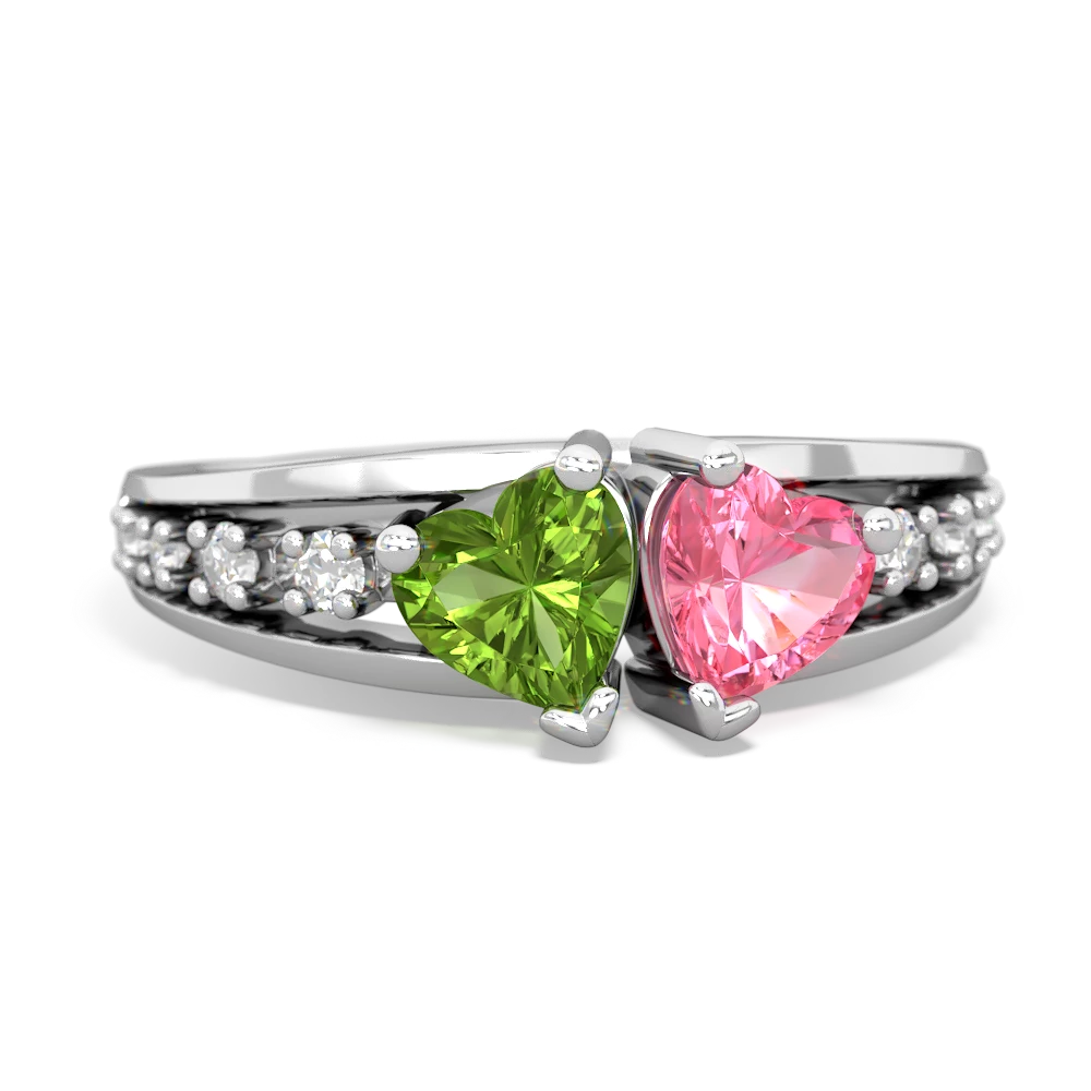 Peridot Heart To Heart 14K White Gold ring R3342