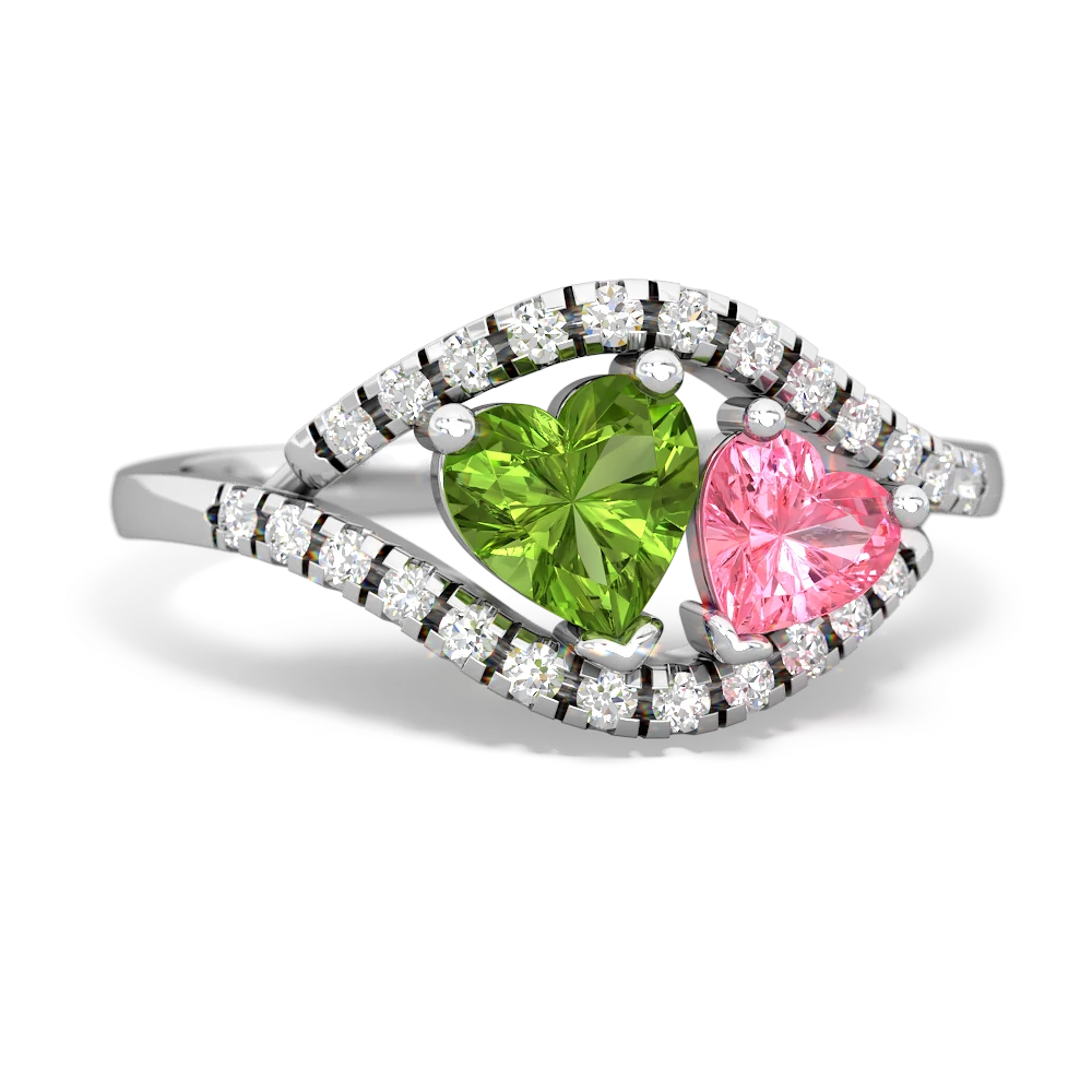 Peridot Mother And Child 14K White Gold ring R3010