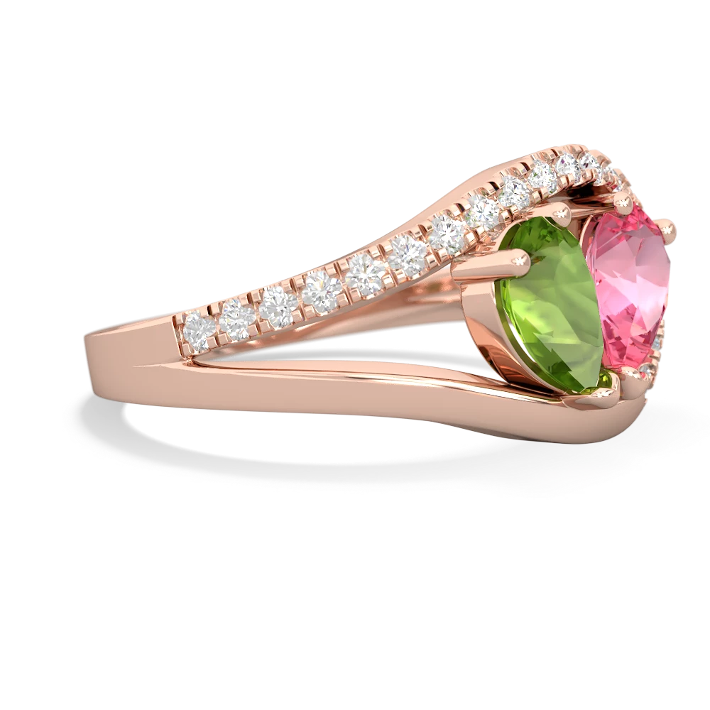 Peridot Nestled Heart Keepsake 14K Rose Gold ring R5650