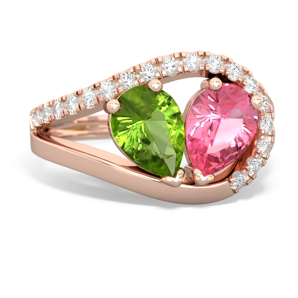 Peridot Nestled Heart Keepsake 14K Rose Gold ring R5650