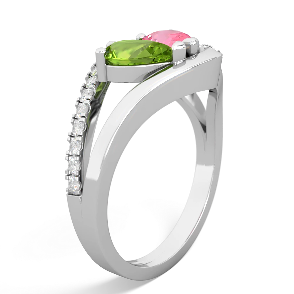 Peridot Nestled Heart Keepsake 14K White Gold ring R5650