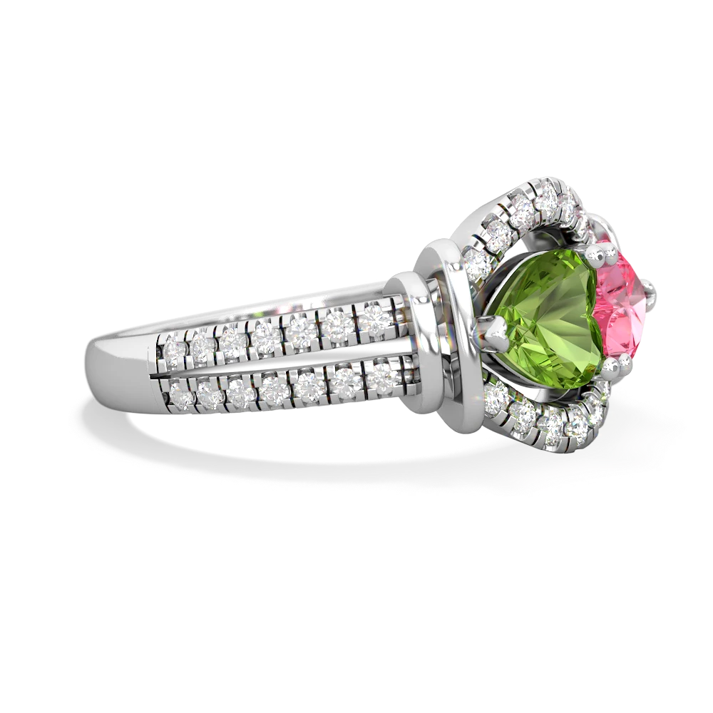 Peridot Art-Deco Keepsake 14K White Gold ring R5630