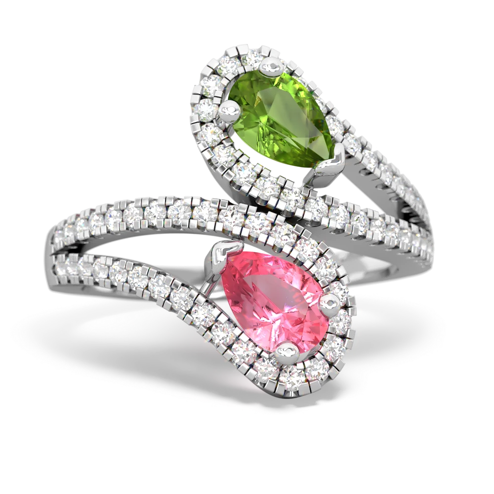 Peridot Diamond Dazzler 14K White Gold ring R3000