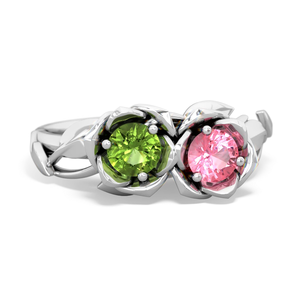 Peridot Rose Garden 14K White Gold ring R5510