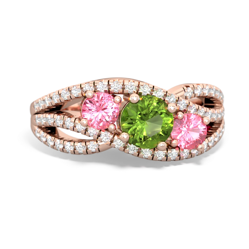 Peridot Three Stone Aurora 14K Rose Gold ring R3080