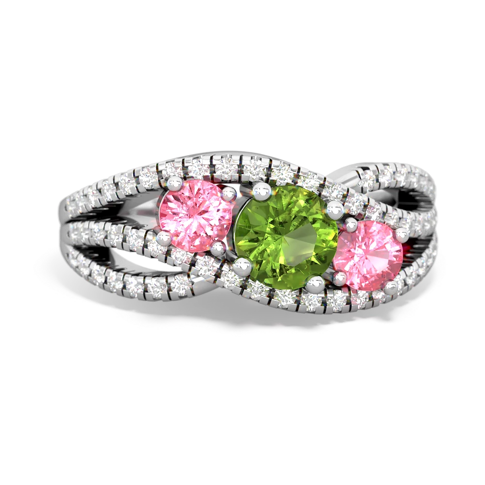 Peridot Three Stone Aurora 14K White Gold ring R3080