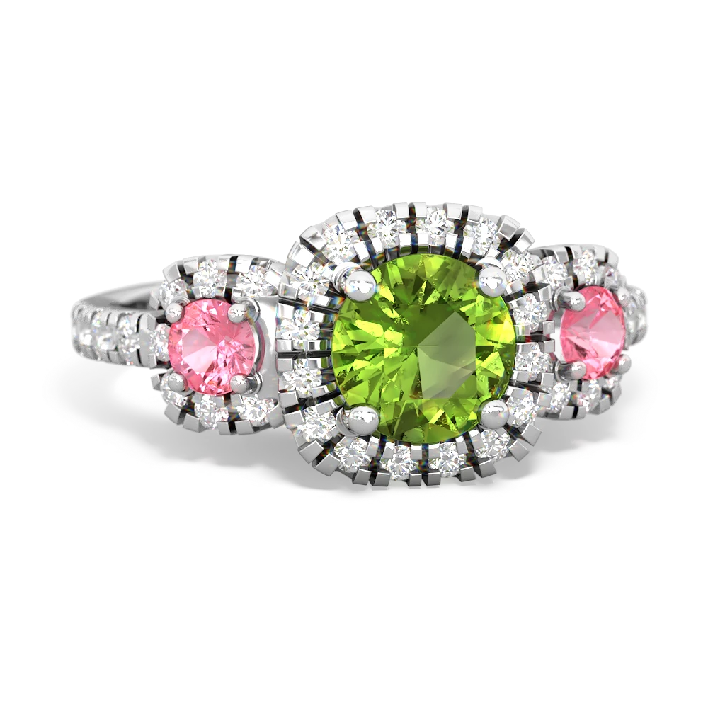 Peridot Regal Halo 14K White Gold ring R5350