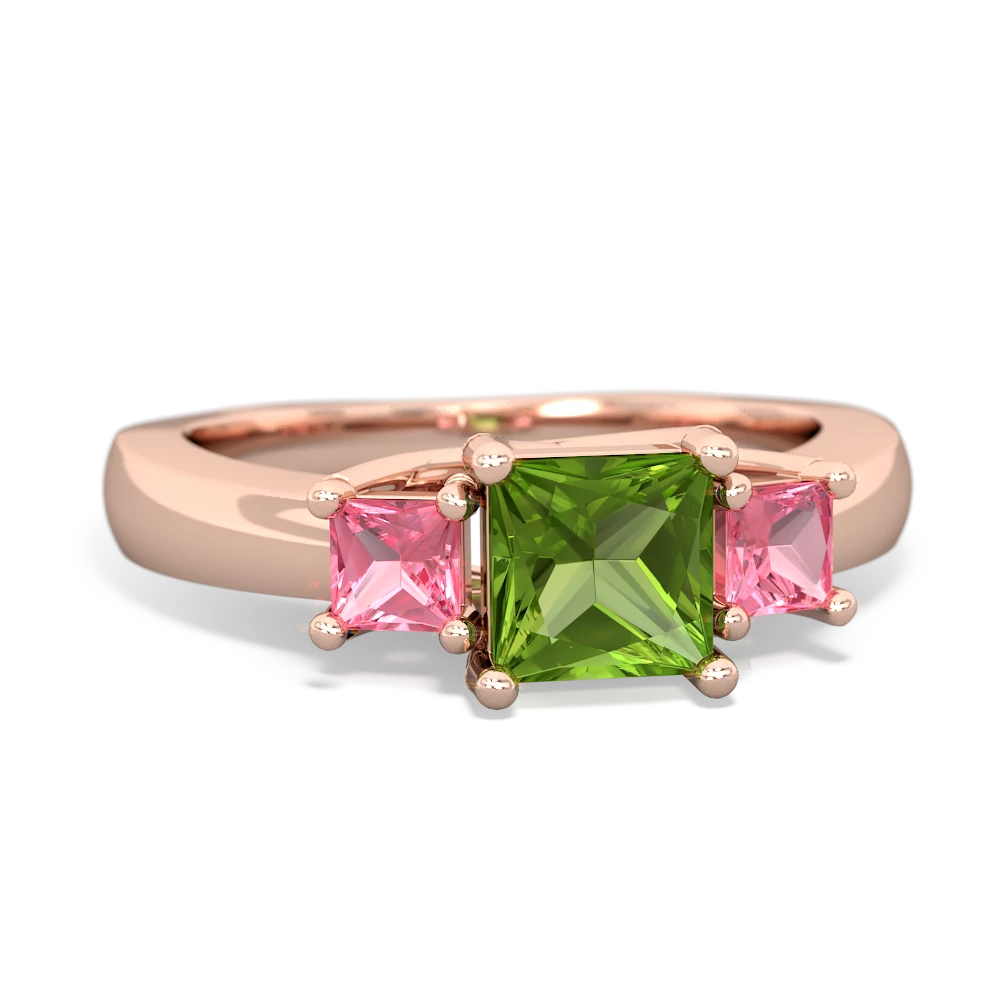 Peridot Three Stone Trellis 14K Rose Gold ring R4015