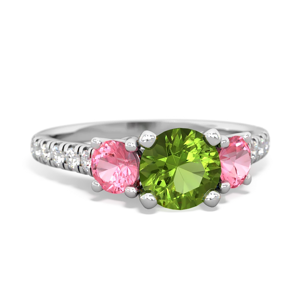 Peridot Pave Trellis 14K White Gold ring R5500