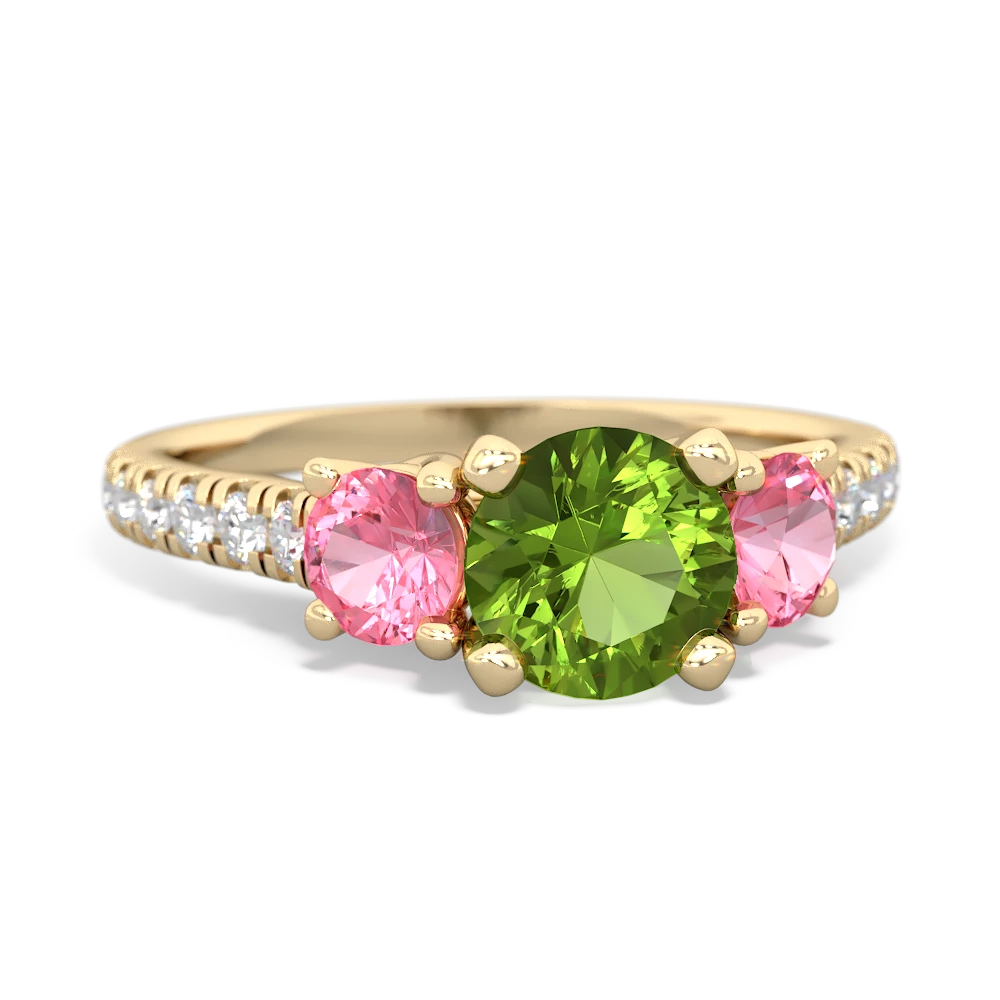 Peridot Pave Trellis 14K Yellow Gold ring R5500