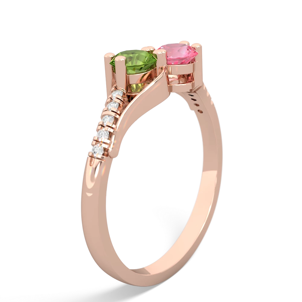 Peridot Infinity Pave Two Stone 14K Rose Gold ring R5285