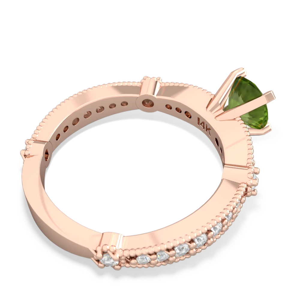 Peridot Milgrain Antique Style 14K Rose Gold ring R26296RD - front view
