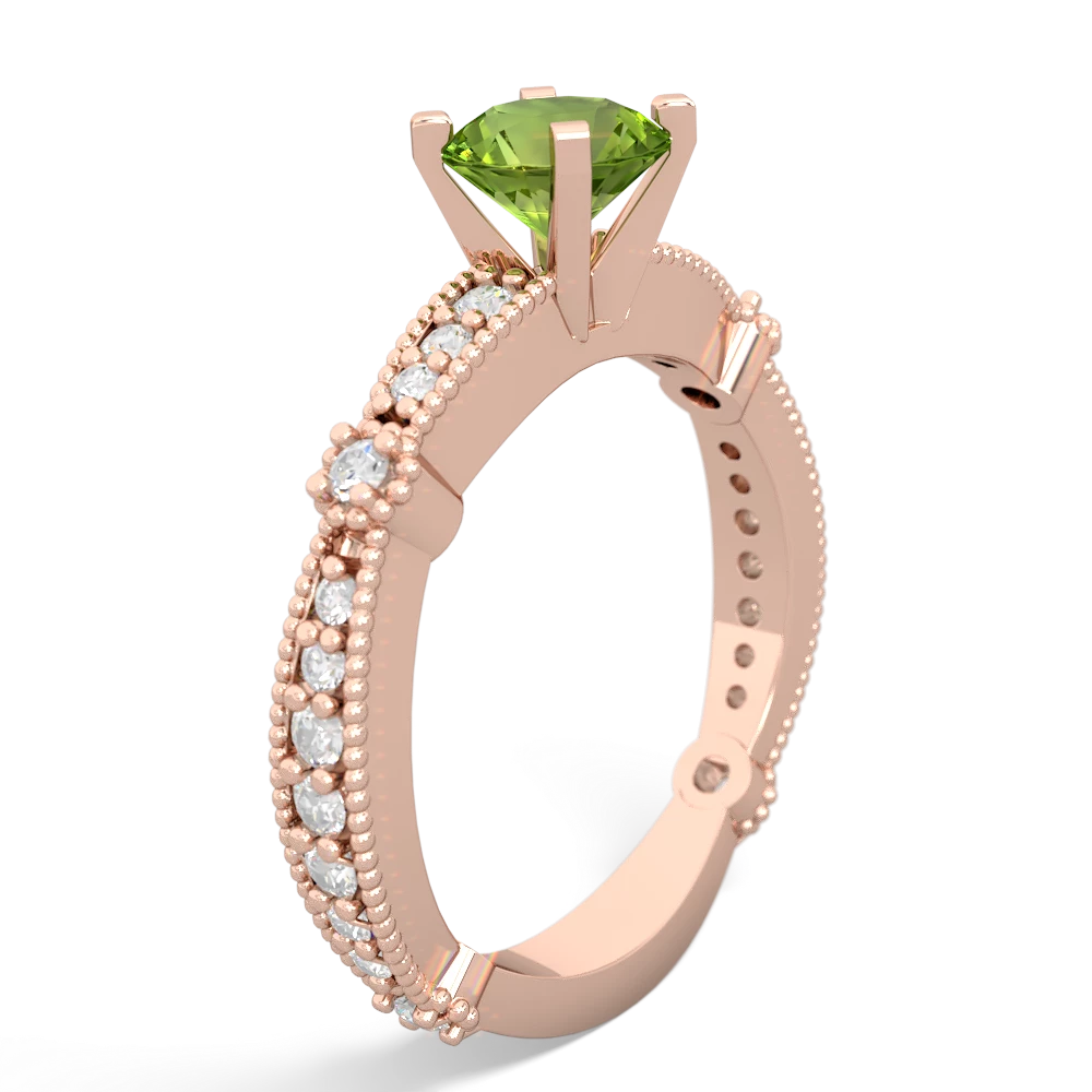 Peridot Sparkling Tiara 6Mm Round 14K Rose Gold ring R26296RD