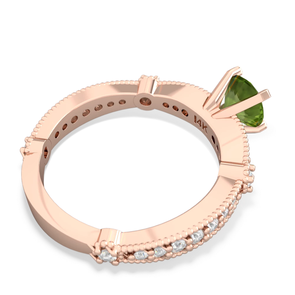 Peridot Sparkling Tiara 6Mm Round 14K Rose Gold ring R26296RD