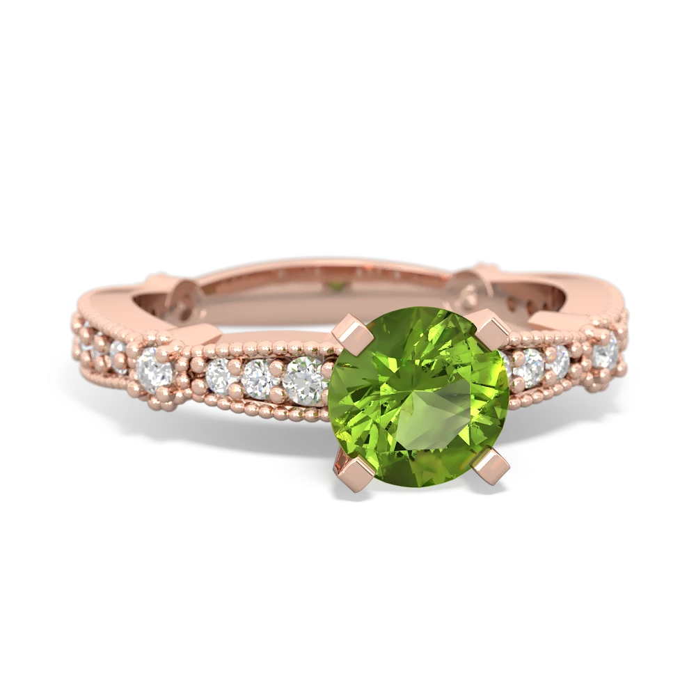 Peridot Sparkling Tiara 6Mm Round 14K Rose Gold ring R26296RD