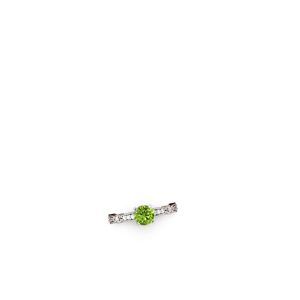 Peridot Sparkling Tiara 6Mm Round 14K White Gold ring R26296RD