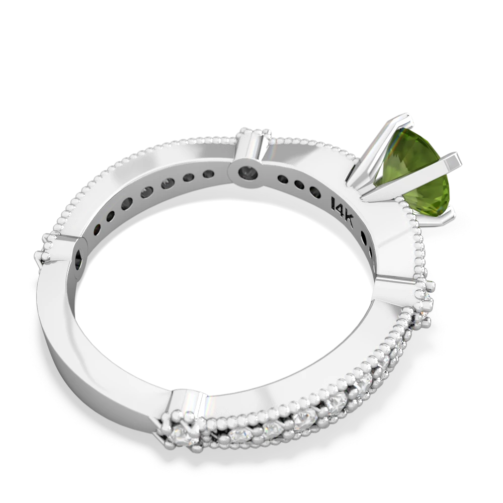 Peridot Sparkling Tiara 6Mm Round 14K White Gold ring R26296RD