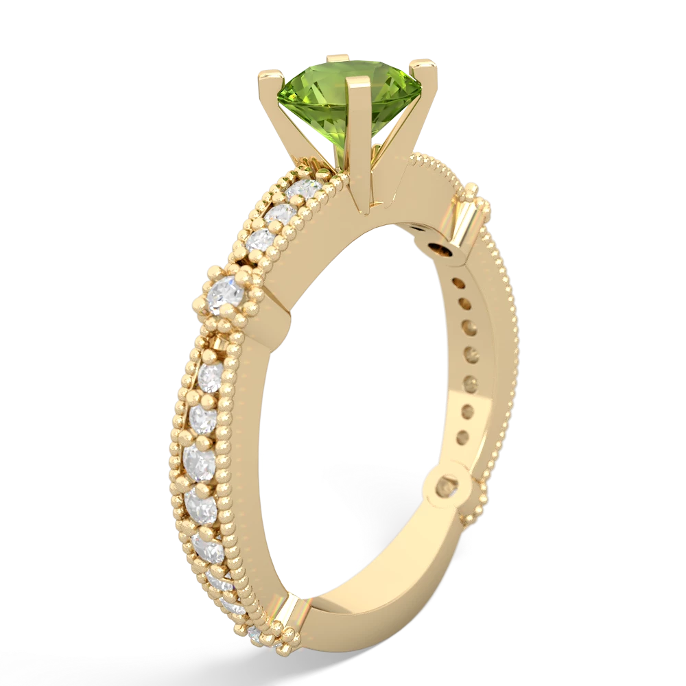 Peridot Sparkling Tiara 6Mm Round 14K Yellow Gold ring R26296RD