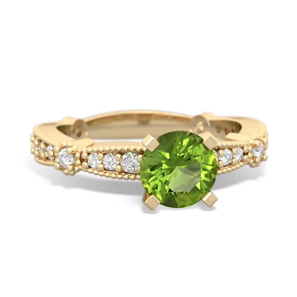 Peridot Sparkling Tiara 6Mm Round 14K Yellow Gold ring R26296RD