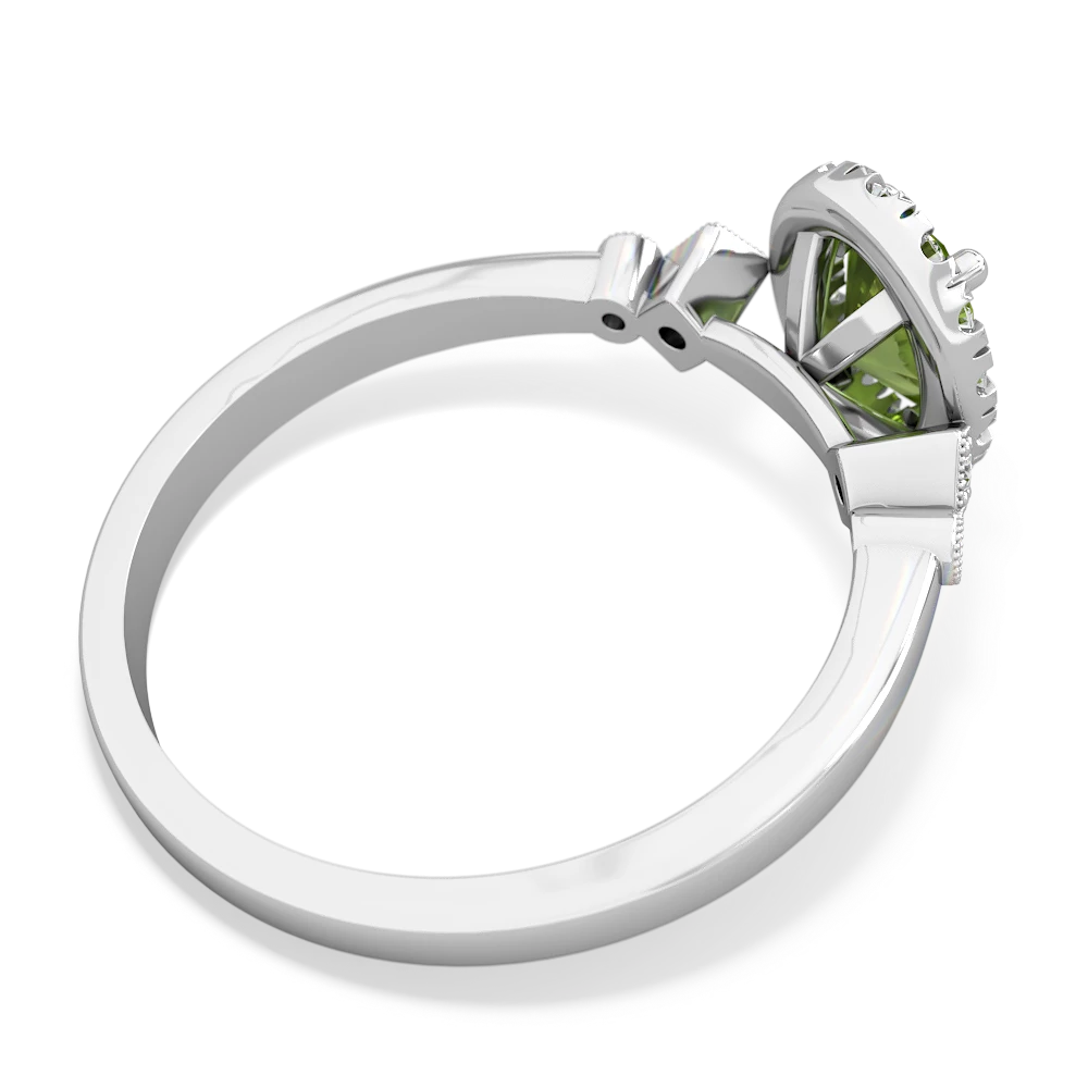 Peridot Antique-Style Halo 14K White Gold ring R5720 - front view