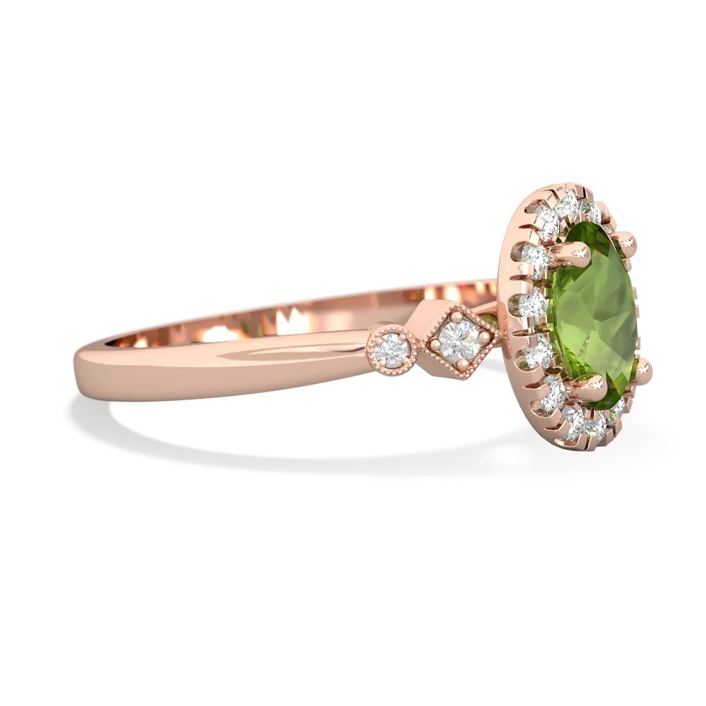 Peridot Antique-Style Halo 14K Rose Gold ring R5720