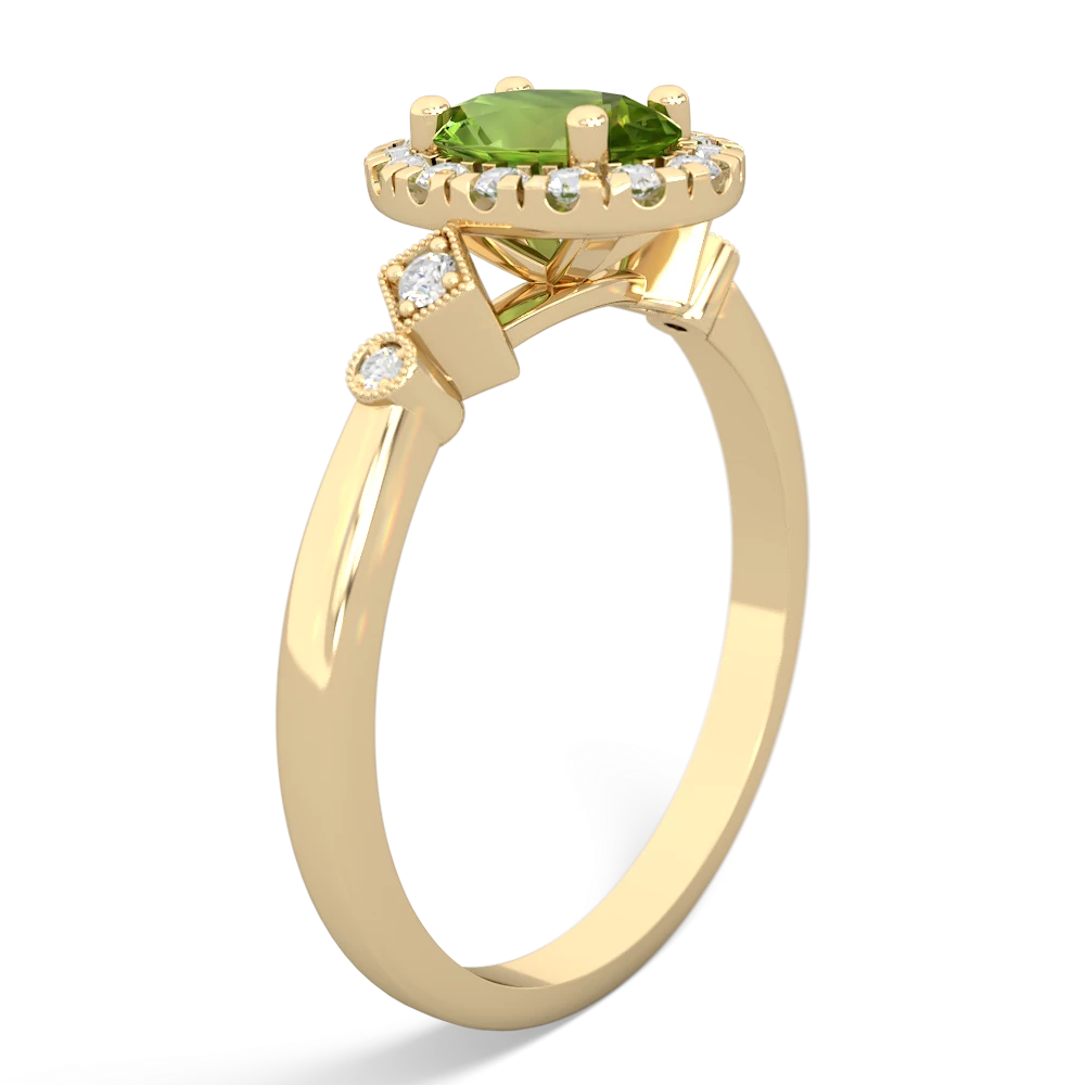 Peridot Antique-Style Halo 14K Yellow Gold ring R5720