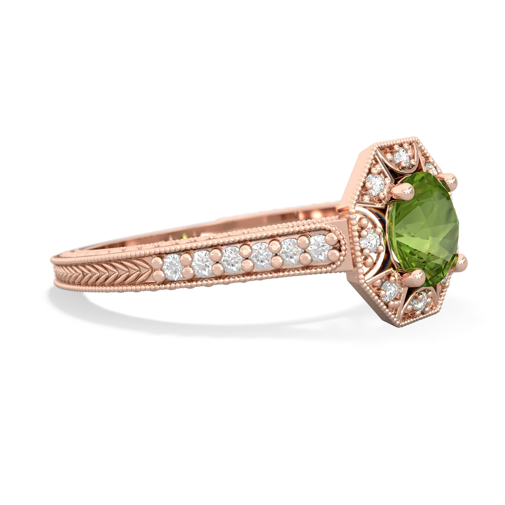 Peridot Art-Deco Starburst 14K Rose Gold ring R5520
