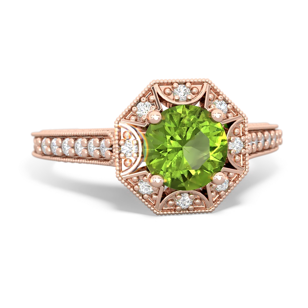 Peridot Art-Deco Starburst 14K Rose Gold ring R5520