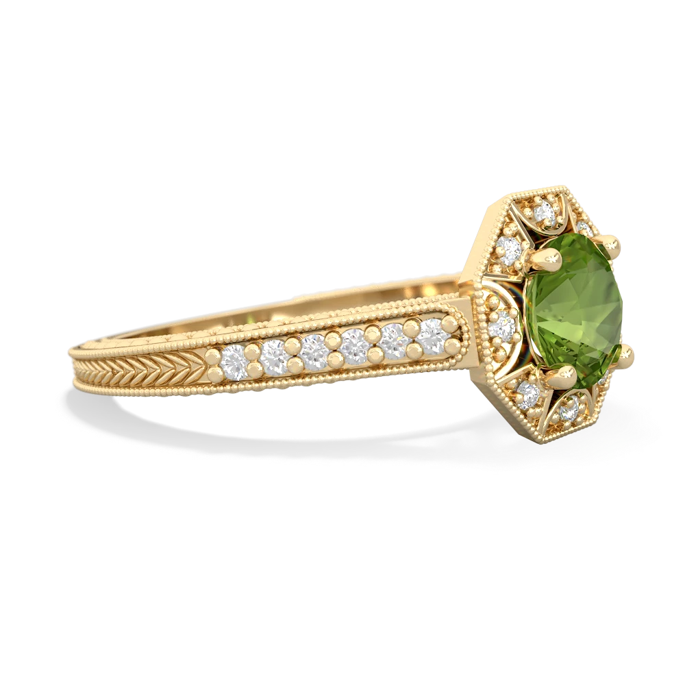 Peridot Art-Deco Starburst 14K Yellow Gold ring R5520