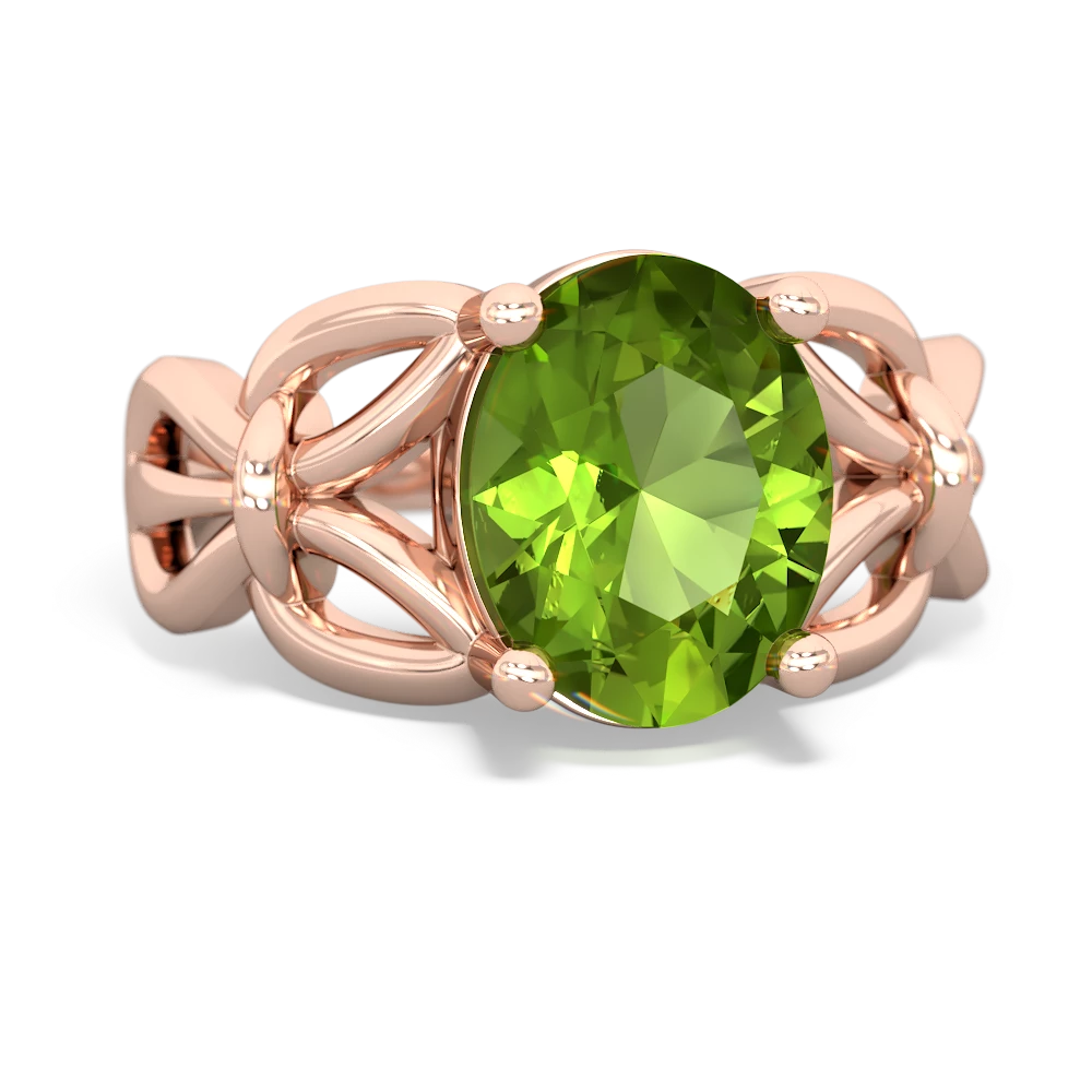 Peridot Celtic Knot Cocktail 14K Rose Gold ring R2377