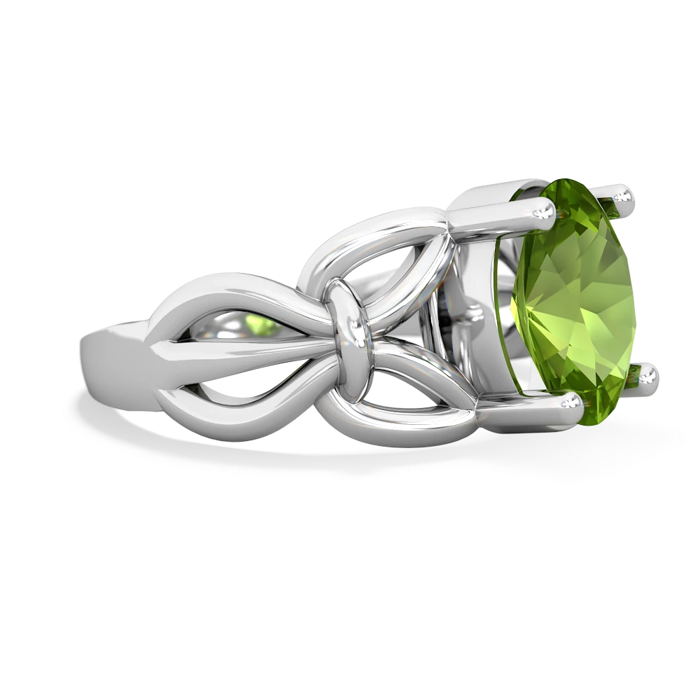 Peridot Celtic Knot Cocktail 14K White Gold ring R2377