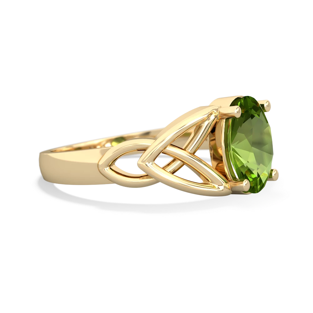 Peridot Celtic Trinity Knot 14K Yellow Gold ring R2389