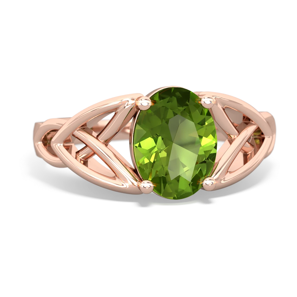 Peridot Celtic Trinity Knot 14K Rose Gold ring R2389