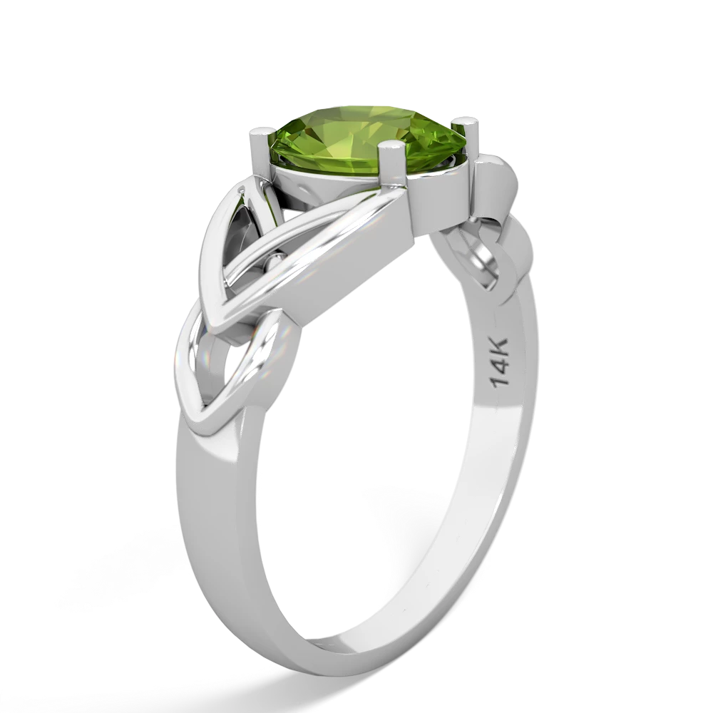 Peridot Celtic Trinity Knot 14K White Gold ring R2389