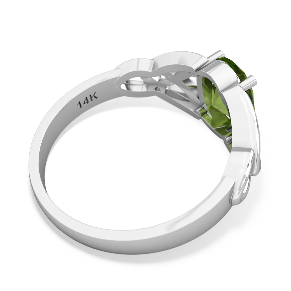 Peridot Celtic Trinity Knot 14K White Gold ring R2389