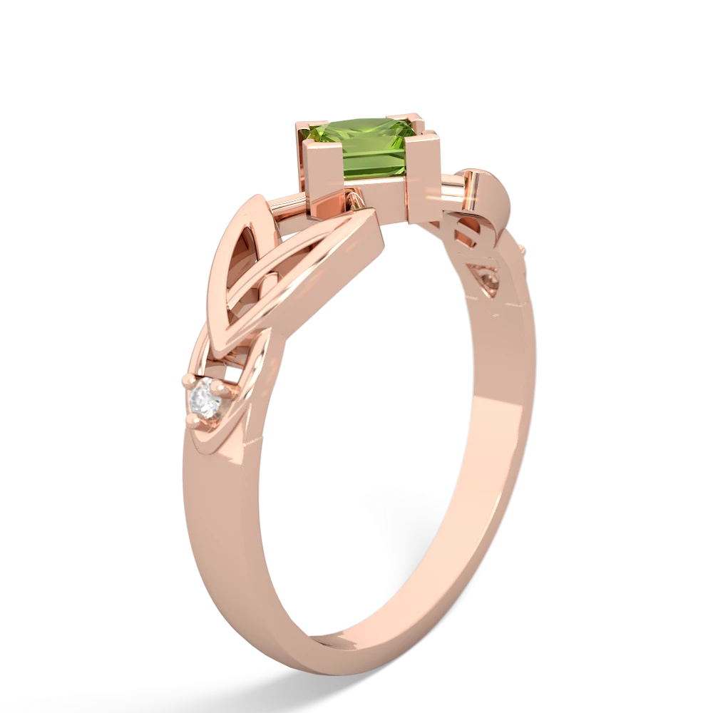 Peridot Celtic Knot Princess 14K Rose Gold ring R3349