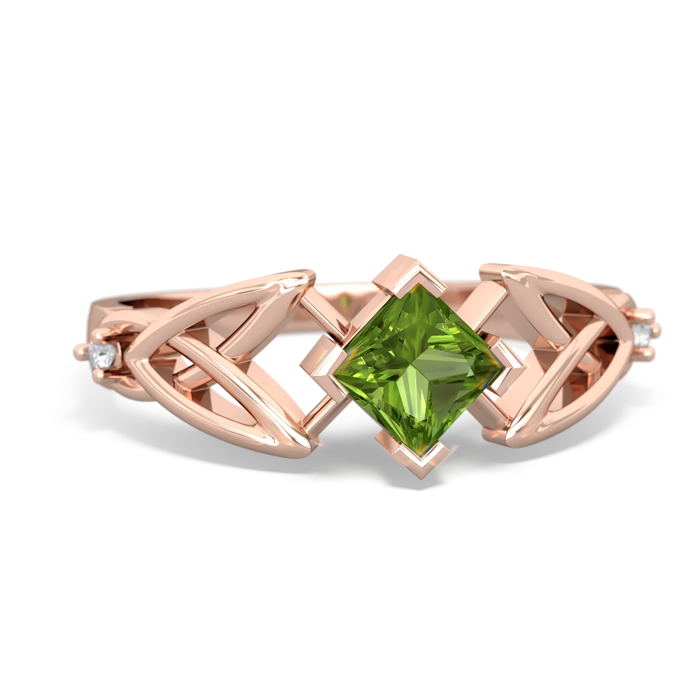 Peridot Celtic Knot Princess 14K Rose Gold ring R3349