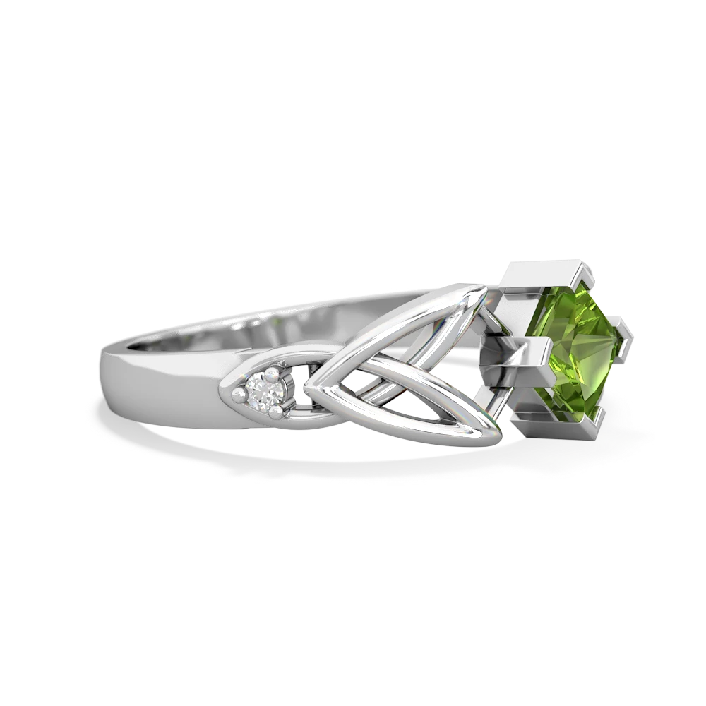 Peridot Celtic Knot Princess 14K White Gold ring R3349